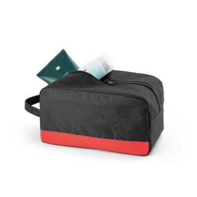 Necessaire em nylon preto com laranja