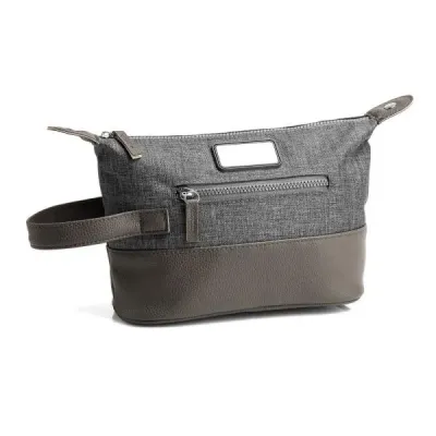 Necessaire em Poliester 300d Melange Cinza Com Gancho