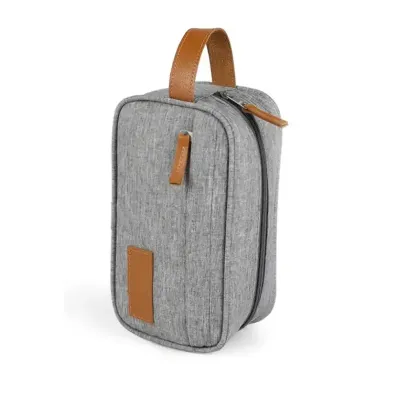 Necessaire em Poliester e Couro Sintetico