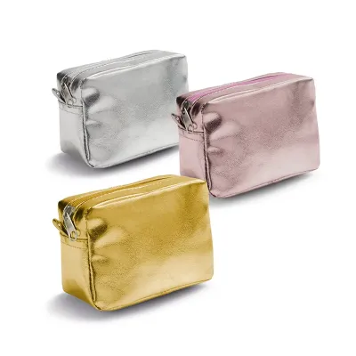 Necessaire em Pvc Metalizada Com Ziper Compacta