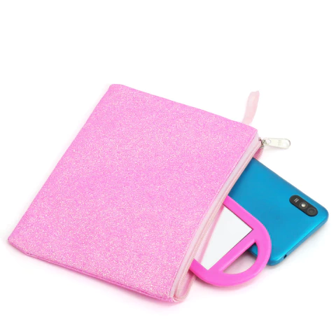 Necessaire Glitter Rosa para Sublimação - 15x20cm