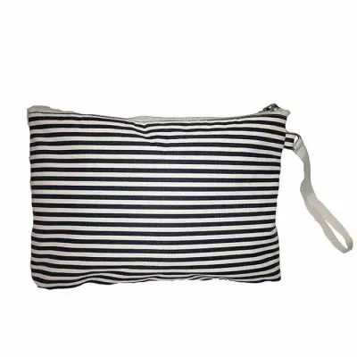 Necessaire Listras Navy Azulbranco Com Alca