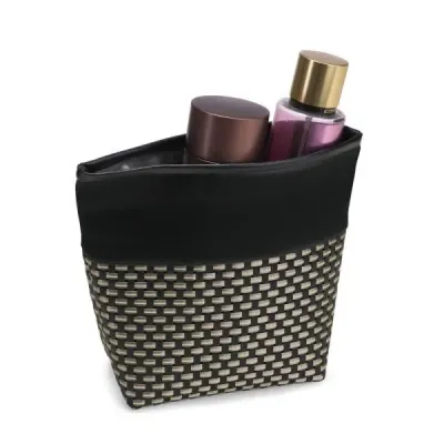 Necessaire Preta em Pvc Com Alca em Material Sintetico