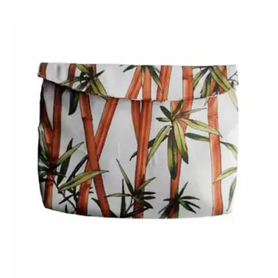 Necessaire Tecido Bambu Fechamento em Botao