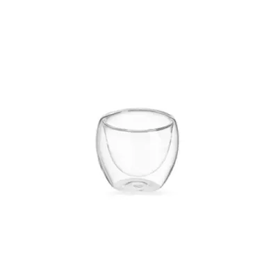 O expresso perfeito com sofisticação! Copo de Vidro Parede Dupla 80ml, o brinde corporativo premium que transforma a pausa para o café em uma experiên