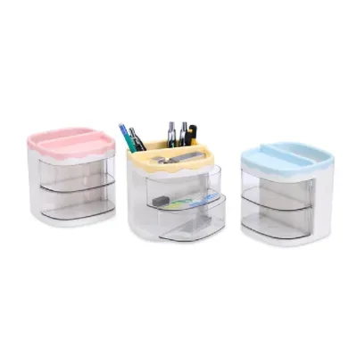 Organizador de mesa em plástico e acrílico