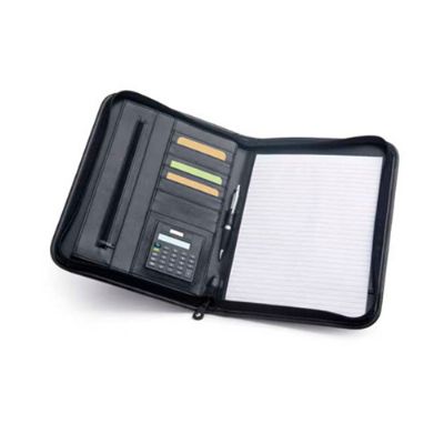 Pasta de Material Sintetico Personalizada a4 Calculadora Dual Power de 8 Digitos Pilha Lr1130 Incl
