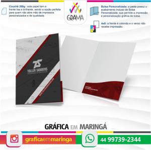 Pastas com Bolsa Personalizada 30 x 45 cm Couchê 250g 4x0 Verniz UV Total Bolsa Personalizada