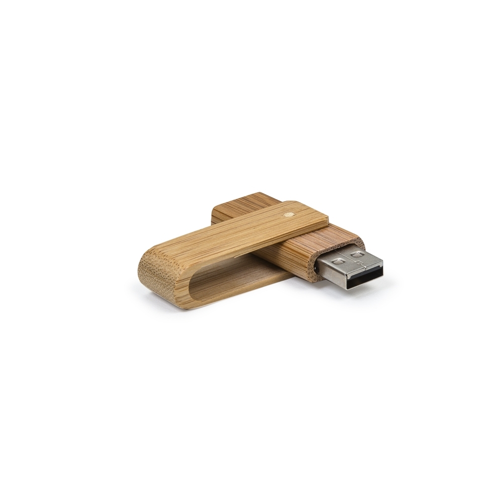 Pen Drive 4GB Giratório Bambu Personalizado — foto 2