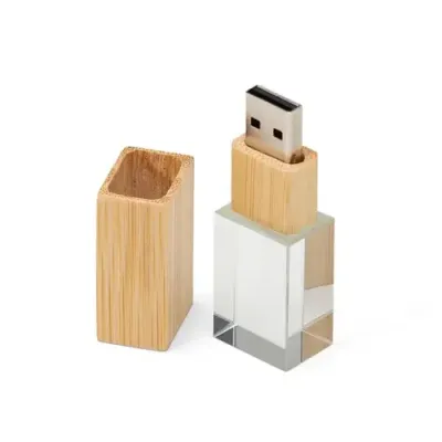 Pen Drive Com Cristal e Bambu Personalizado