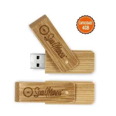 Pen Drive Ecologico de Bambu Giratorio de 4gb