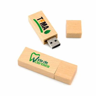 Pen Drive Ecologico de Madeira Com Tampa Personalizado
