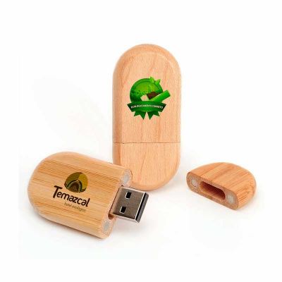 Pen Drive Ecologico Oval Com Tampa Personalizado