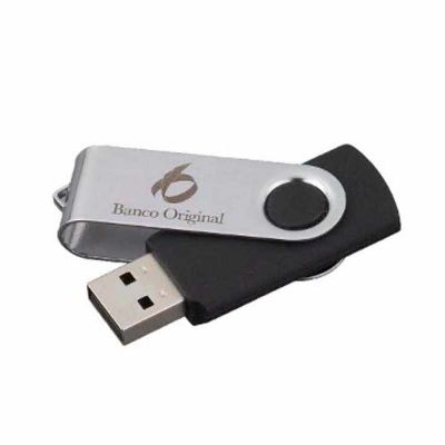Pen Drive Giratorio Com Detalhe Plastico e Metal