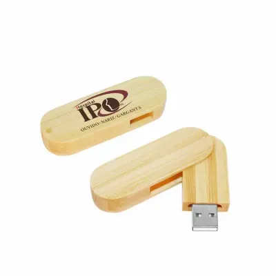 Pen Drive Giratorio Com Resina e Madeira