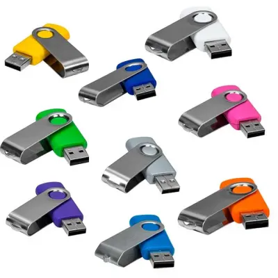 Pen Drive Giratorio em Metal Com Acabamento Emborrachado Sem Cordao