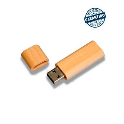 Pen Drive Personalizado em Bambu Com Capacidade de 4 gb e Impressao da Logo em Laser Produto Embal