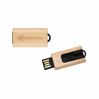 Pen Drive Retratil em Bambu