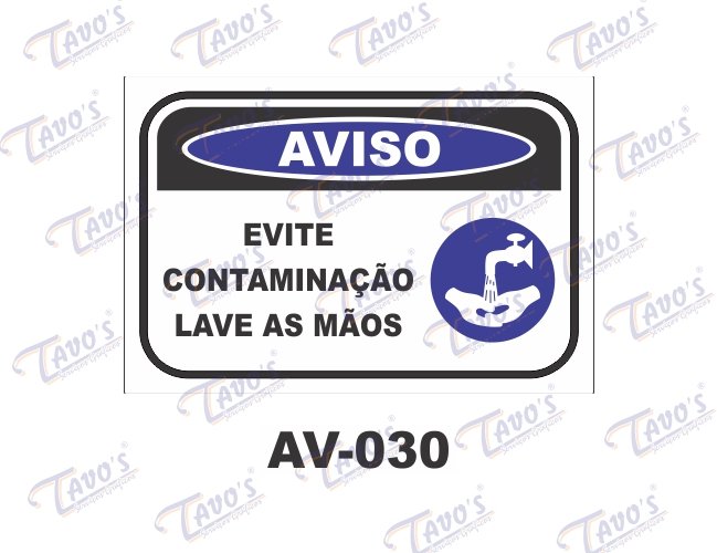 Placa Aviso - Evite contaminação lave as mãos
