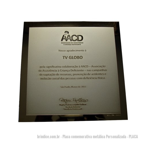 Placa Comemorativa Metalica Personalizada