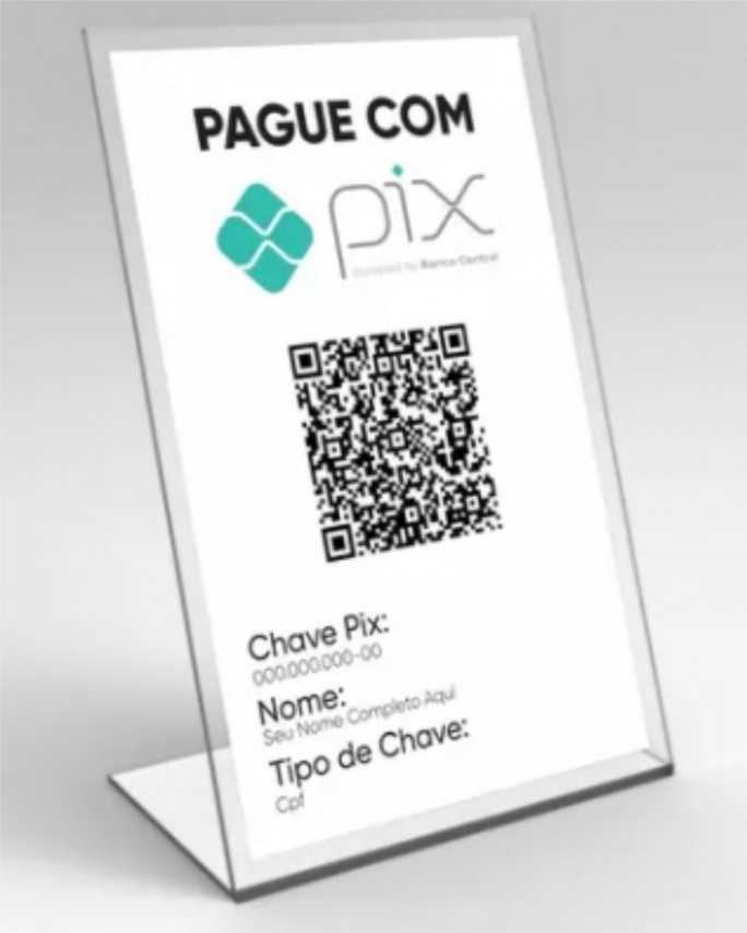 Placa De Acrílico 2mm - De mesa Com QR CODE PIX