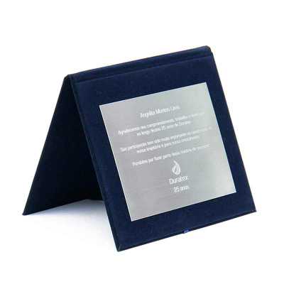 Placa de agradecimento Duratex em aço escovado