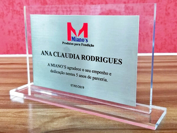 Placa de Homenagem Com Acrílico