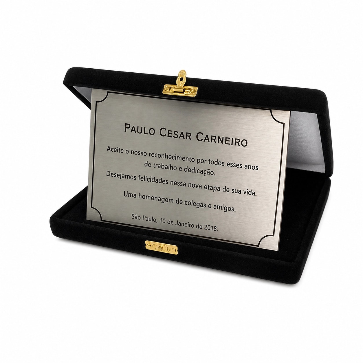Placa de Homenagem Personalizada 10x15 com Estojo