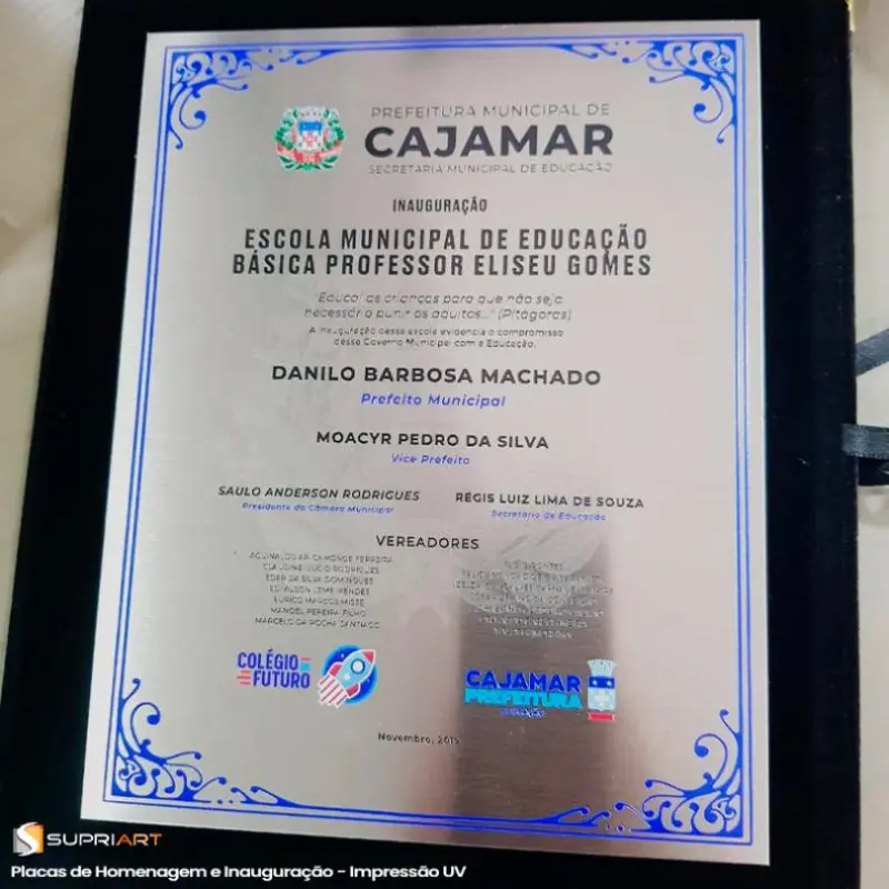 Placa de inauguração