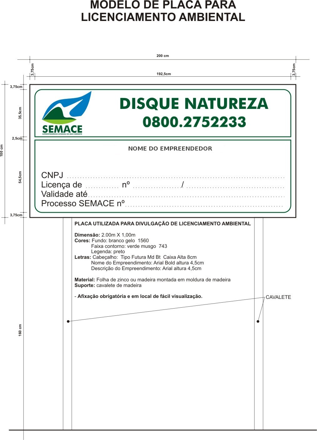 Placa de Licença Ambiental Sema