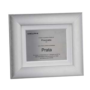 Placa de premiação confeccionada em aço inox.