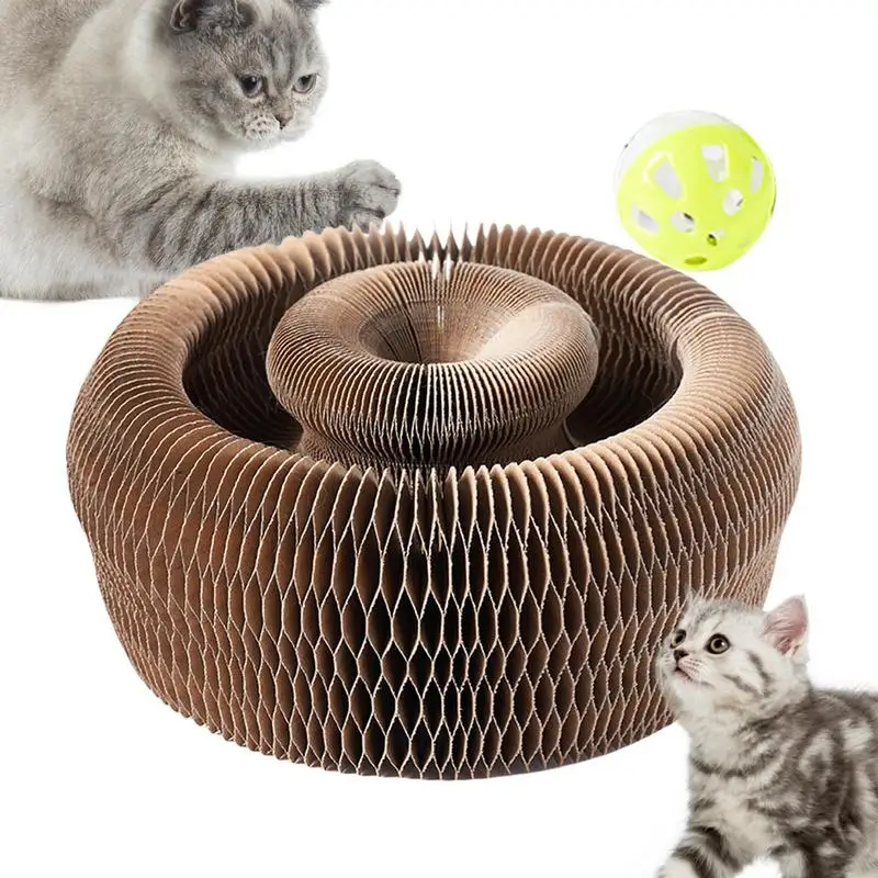 Placa Dobrável Interativa para Gatos com Papelão Ondulado - Brinquedo de Coçar Magic Organ Scratcher