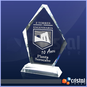 Placa em Cristal Optico Com Tecnologia Laser