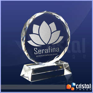 Placa em Cristal Optico Para Homenagens
