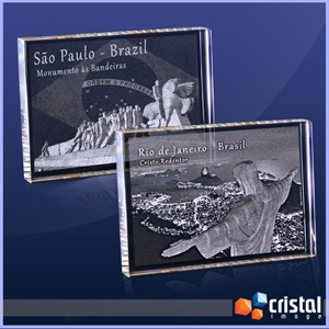 Placa em Cristal Retangular 10 x 80 x 120 mm