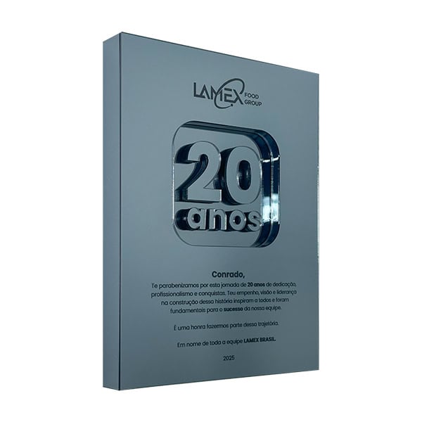 Placa Homenagem ao Diretor - 20 Anos