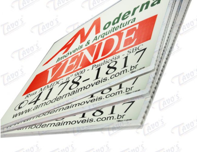 Placa Imobiliária 40 x 60 cm em Polionda, Personalizada, Aluga-se ou Vende-se