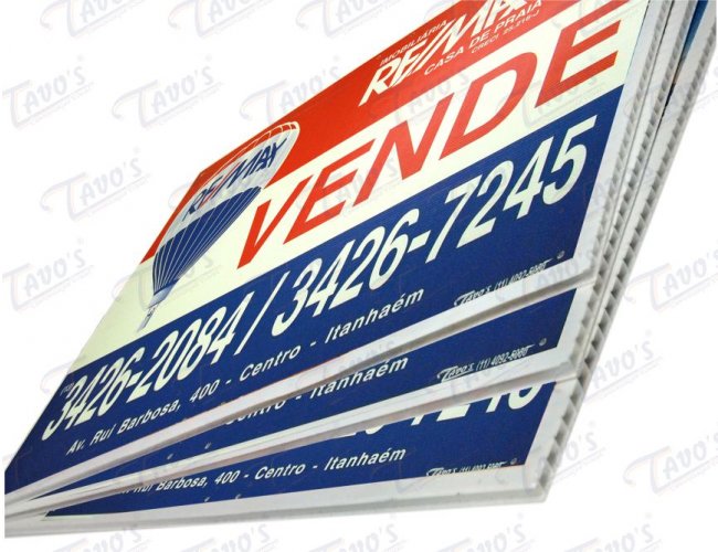 Placa Imobiliária 60 x 80 cm em Polionda, Personalizada, Aluga-se ou Vende-se