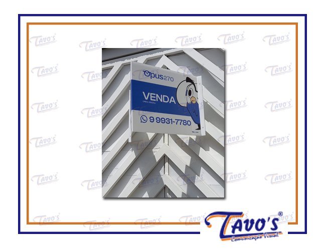Placa Imobiliária PRISMA 30 x 40 cm em Polionda, Personalizada, Aluga-se ou Vende-se