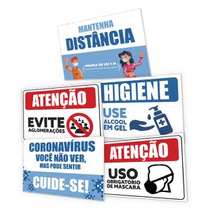 Placa para Sinalização / Recomendações contra Covid-19 20x30 PVC 2m 4x0 Corte Reto