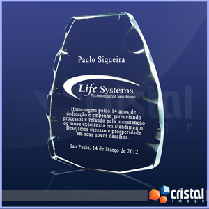 Placa Personalizada em Cristal Com Gravacao