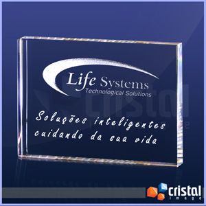 Placa Personalizada em Cristal Retangular