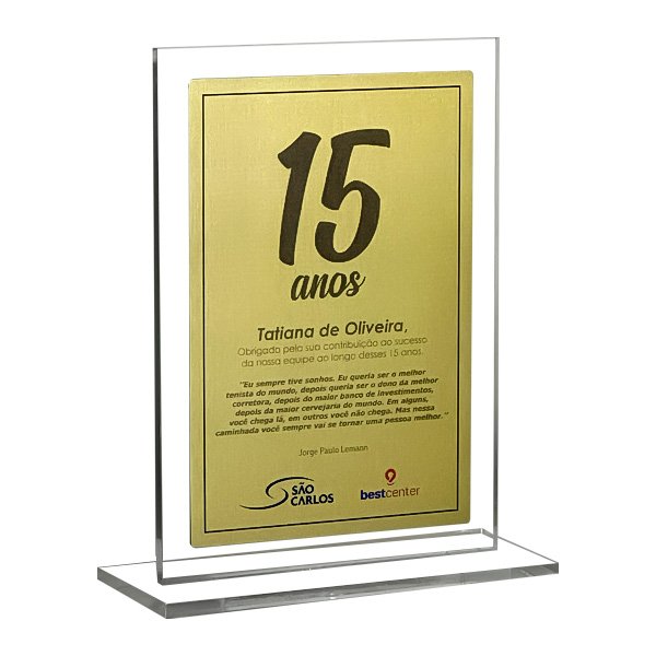 Placa Tempo de Casa em Acrílico Cristal