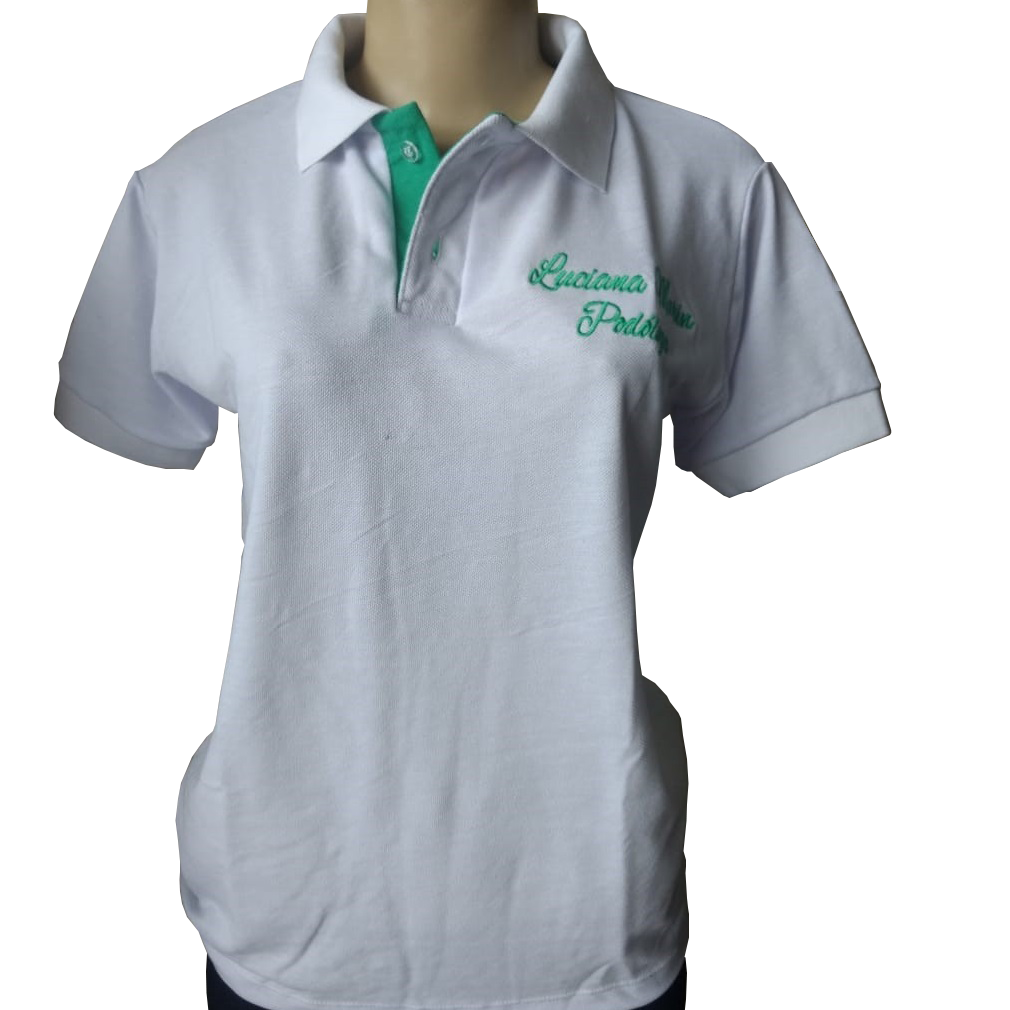 Polo branca bordada