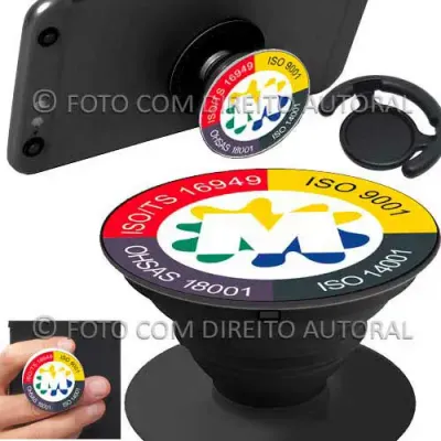 Pop Socket Para Celular em Plastico Branco ou Preto
