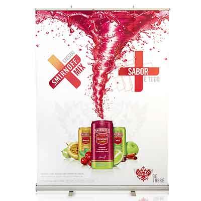 Porta Banner Roll up c Molas em Aco Inoxidavel