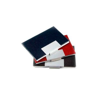 Porta Cartao Personalizado em Couro Com Placa de Metal em Cores Variadas e Personalizacao da Logoma