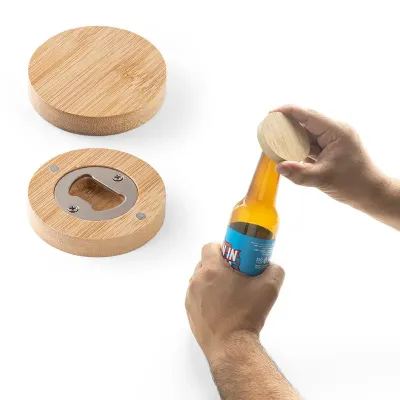 Porta Copos em Bambu Com Descapsulador
