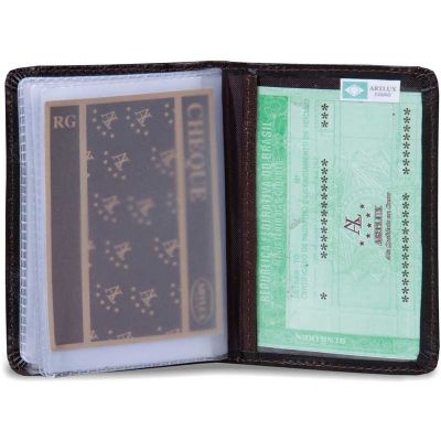 Porta Documentos de Couro Com Visor
