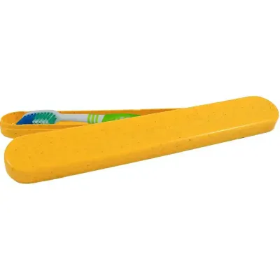 Porta Escova Dental Fibra Madeira Amarelo